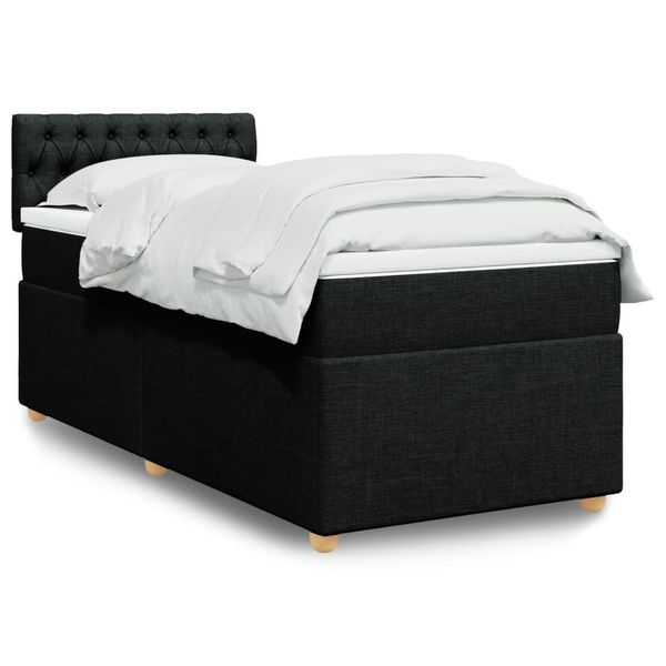vidaXL Posteľný rám boxspring s matracom čierny 90x200 cm látka