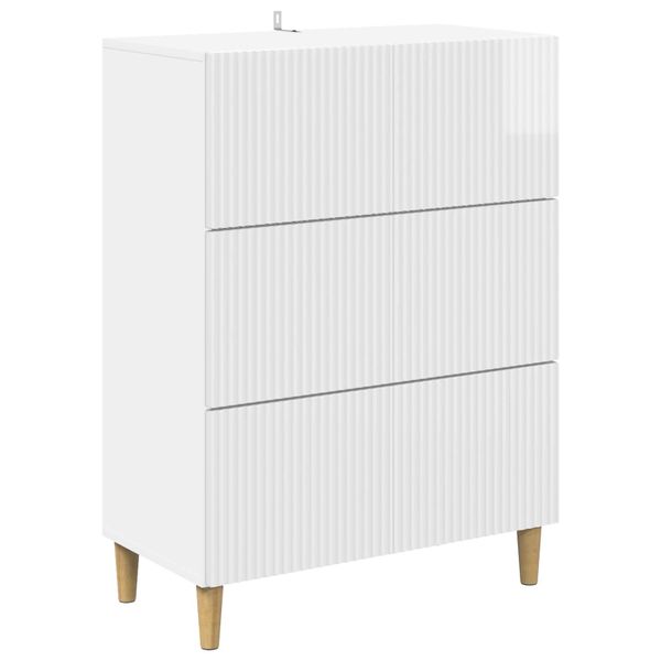 vidaXL Zásuvkový kabinet Biela s vysokým leskom 66 x 34,5 x 90 cm
