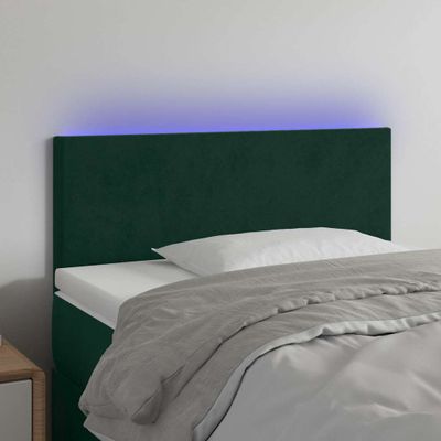 vidaXL Čelo postele s LED tmavozelené 90x5x78/88 cm zamat