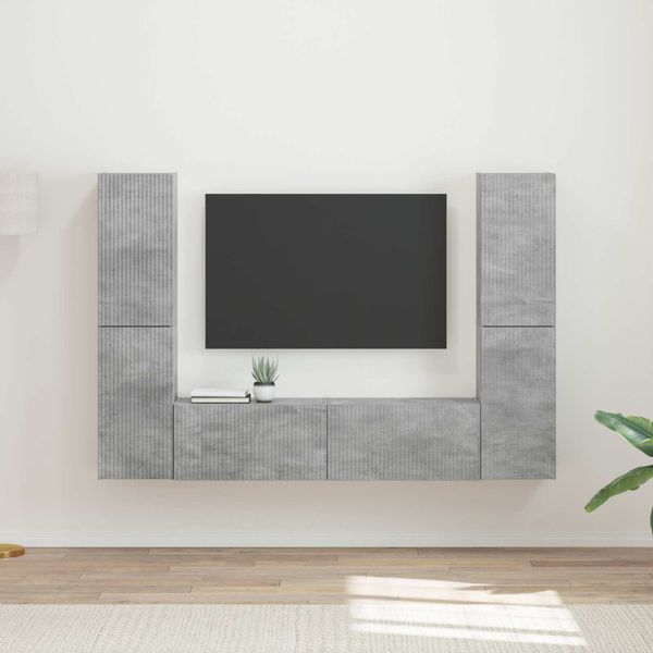 vidaXL Zostava TV skriniek 6 pcs Betónová šedá Kompozitné drevo