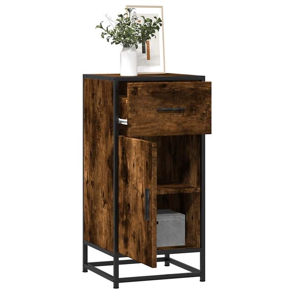 vidaXL Komoda dymový dub 35,5x35x76 cm kompozitné drevo a kov