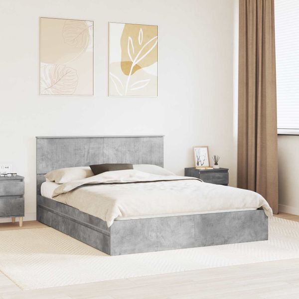 vidaXL Úložná posteľ Betónová šedá 150 x 200 cm Kompozitné drevo