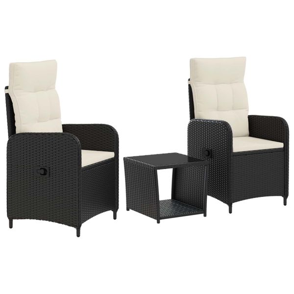 vidaXL Záhradný lounge set 3 ks Čierna a krémová biela