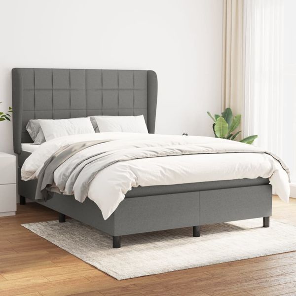 vidaXL Boxspring posteľ s matracom tmavosivá 140x190 cm látka