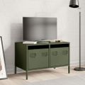 vidaXL TV skrinka olivovozelená 68x39x43,5cm oceľ valcovaná za studena