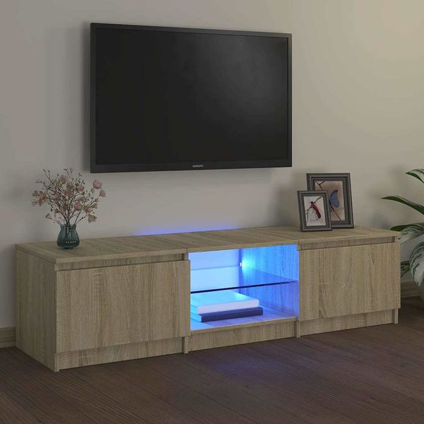 vidaXL TV skrinka s LED svetlami dub sonoma 140x40x36 cm