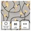 LED vianočný reťazec, 8 m, vonkajší aj vnútorný, teplá biela, časovač