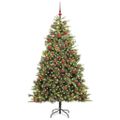 vidaXL Umelý vianočný stromček s pniškami Zelená 180 cm PVC a PE a kov