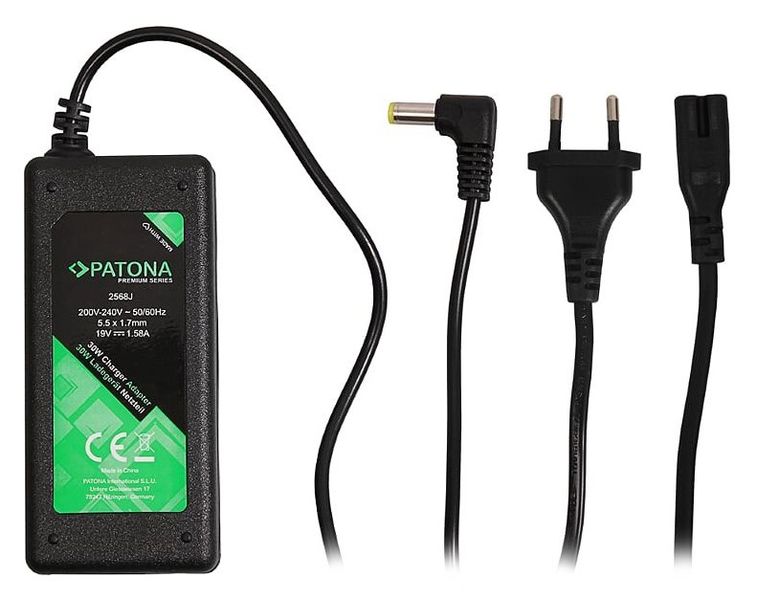 PATONA napájecí adaptér k ntb/ 19V/1,58A 30W/ konektor 5,5x1,7mm/ ACER ASPIRE ONE PREMIUM/ délka kabelu 2,5 m Napájecí adaptér, pro notebook Acer Aspire One, 19V, 1,58A, 30W, konektor 5,5x1,7mm