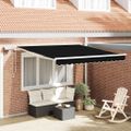 vidaXL Sklopná markíza Čierna 350 x 250 cm Tkanina a hliník