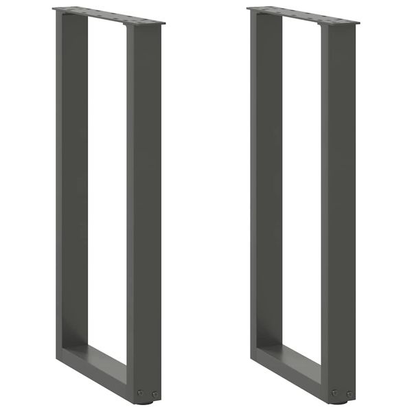 vidaXL Nohy ku konzolovému stolíku v tvare U, 2 ks, antracitové, 38 x (72-73) cm, oceľ