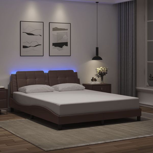 vidaXL Rám postele s LED bez matraca Zadar hnedý 160x200 cm