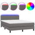 vidaXL Boxspring posteľ s matracom a LED sivá 140x190 cm umelá koža