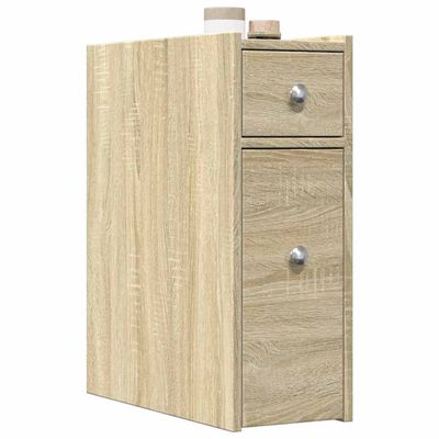 vidXL Úzka kúpeľňová skrinka s kolieskami dub sonoma kompozitné drevo