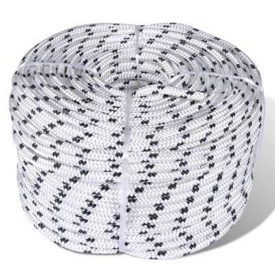 vidaXL Spletané lodné lano biele 10 mm 250 m polyester