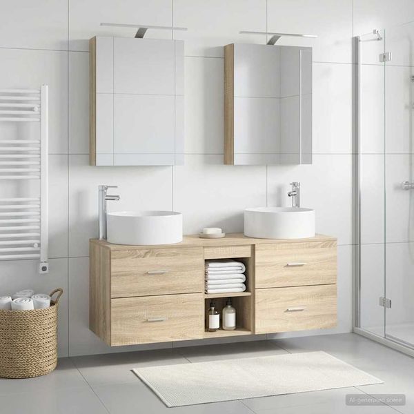 vidaXL Sada kúpeľňového nábytku 5 pcs Dub sonoma