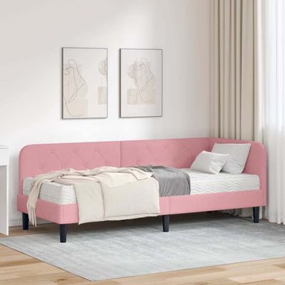 vidaXL Rohový rám postele Ružová 80 x 200 cm Zamat