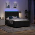 vidaXL LED box s pružinami s čelnou doskou Čierna 160 x 200 cm látka
