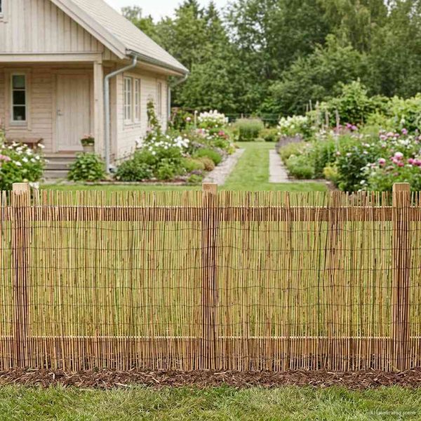 vidaXL Záhradný plot Karbonizovaný 300 x 100 cm Rákosie