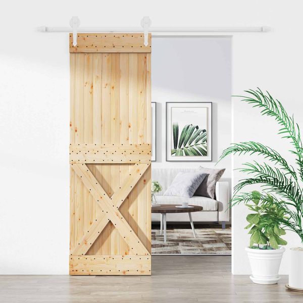 vidaXL Posuvné dvere Prírodná a biela 80 x 210 cm Borovicový masív
