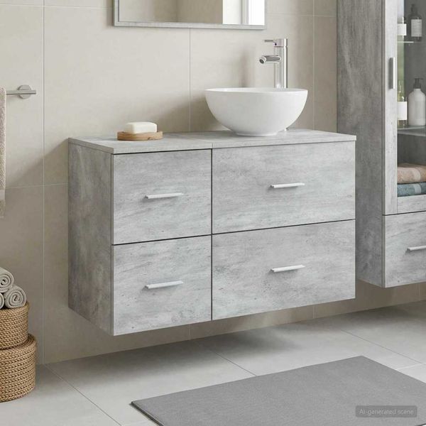 vidaXL Sada kúpeľňového nábytku 2 pcs Betónovo sivá Kompozitné drevo