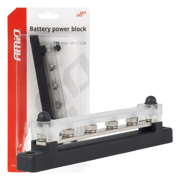 Uzemňovací rozvádzač plus prípojnica M6 12V - 48V 150A AMiO-03808