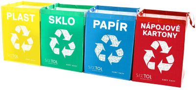 Tašky na triedený odpad SORT EASY 4 CARTON, 30x30x40cm, 4x36l, 4ks SIXTOL