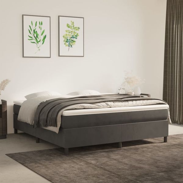 vidaXL Posteľný rám boxspring s matracom tmavosivý 160x200 cm zamat