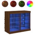 vidaXL Komoda s LED svetlami hnedý dub 81x37x67 cm