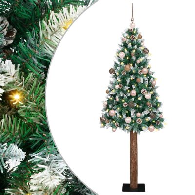 vidaXL Úzky vianočný stromček s 300 LED-i so stojanom Zelená 180 cm