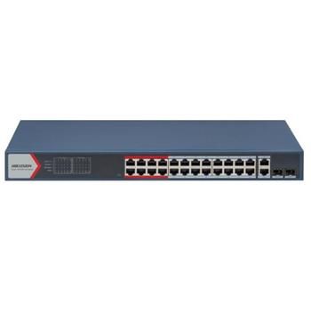 Hikvision Smart switch 24x100TX PoE+2x uplink Gb Combo port, 370W, Super PoE