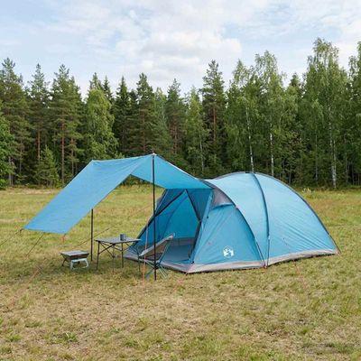 vidaXL Stan chata so strechou Modrá Pre 6 osôb Polyester a oceľ