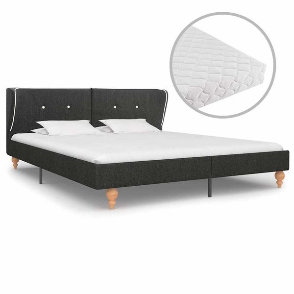 vidaXL Posteľ s matracom tmavosivá 160x200 cm jutová