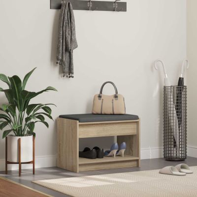 vidaXL Predsieňová lavica s vankúšom Sonoma dub 63 x 38 x 45 cm