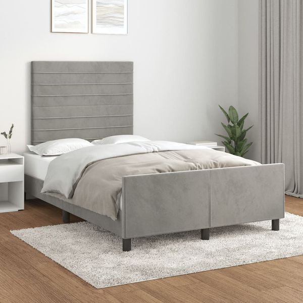 vidaXL Posteľ bez matracom svetlosivá 120x190 cm zamat