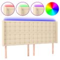 vidaXL Čelo postele s LED krémové 183x16x118/128 cm látka