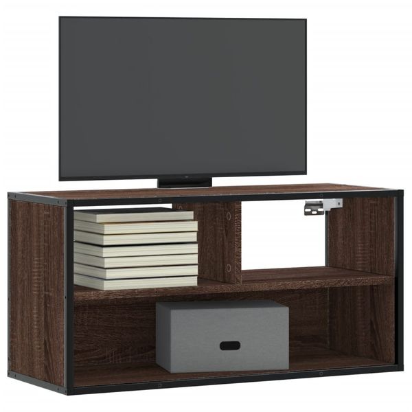 vidaXL TV skrinka hnedý dub 80x31x39,5 cm kompozitné drevo a kov