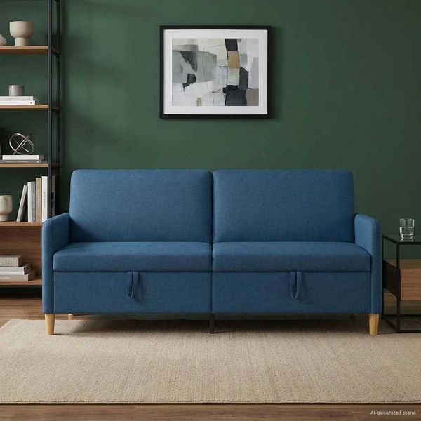 vidaXL Sofa s úložným priestorom Modrá 192 x 78 x 87 cm Polyester