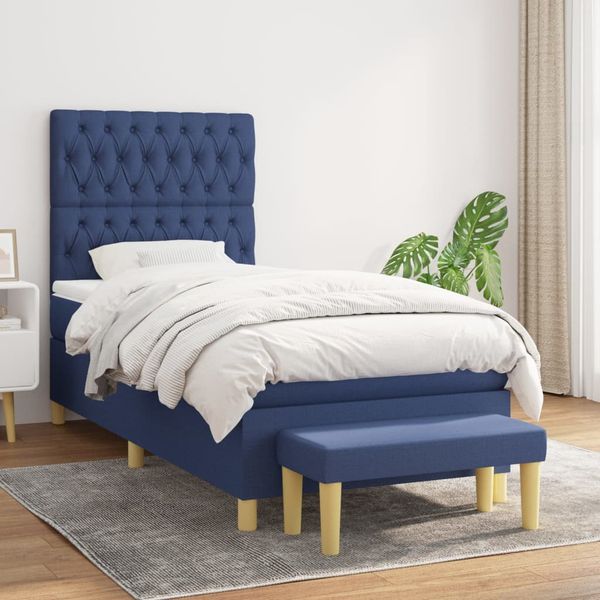 vidaXL Boxspring posteľ s matracom modrá 100x200 cm látka