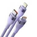USB kábel 3v1 Baseus Flash Series 2, USB-C + micro USB + Lightning, 100 W, 1,5 m (fialový)