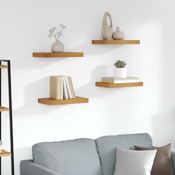 vidaXL Stenná polica 4 pcs Hnedá 40 x 23,5 x 4 cm Kompozitné drevo