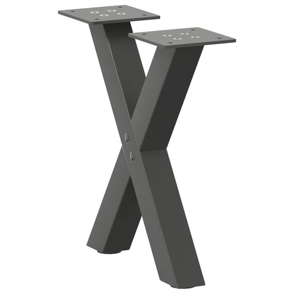 vidaXL Nohy konferenčného stolíka v tvare X, 2 ks, antracitové, 37 x (30-31) cm, oceľ