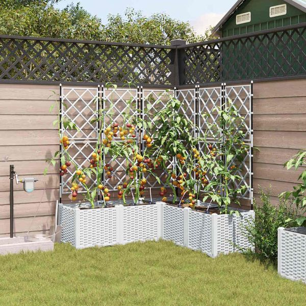vidaXL Záhradný kvetináč 5 pcs Biely 120 x 120 x 142 cm Plast
