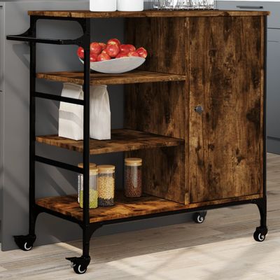 vidaXL Kuchynský vozík dymový dub 87,5x38,5x84,5 cm kompozitné drevo