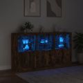 vidaXL Komoda s LED svetlami dymový dub 181,5x37x100 cm