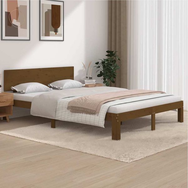 vidaXL Posteľný rám medovohnedý borovicový masív 140x200 cm