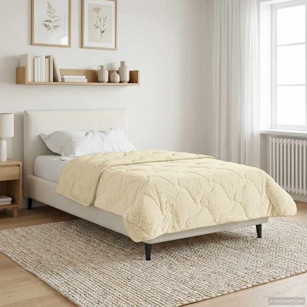 vidaXL Zimný prehoz Krémová 135 x 200 cm Mikrofáza a Teddy fleece