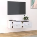 vidaXL Závesná TV skrinka lesklá biela 80x36x25 cm spracované drevo