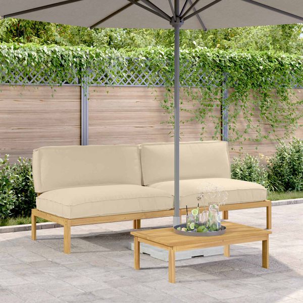 vidaXL Sada pohoviek Béžová 240 x 92 x 69 cm Pevné akáciové drevo