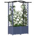 vidaXL Vyvýšený záhon s mriežkou a strechou Sivá 125 x 40 x 138 cm PP